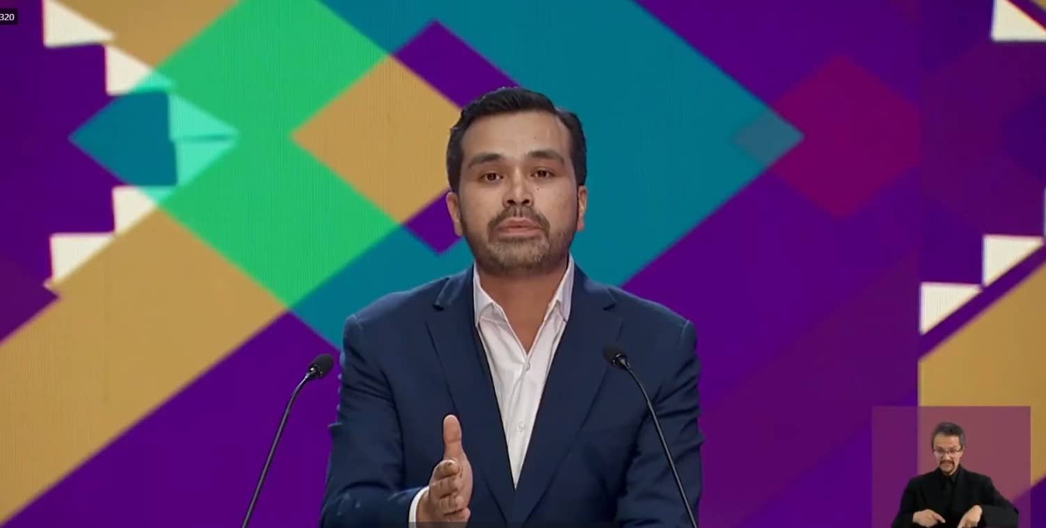 Jorge Álvarez Máynez en el primer debate presidencial 2024