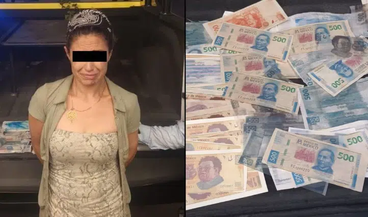Detienen a mujer con más de 200 billetes falsos en Nuevo León