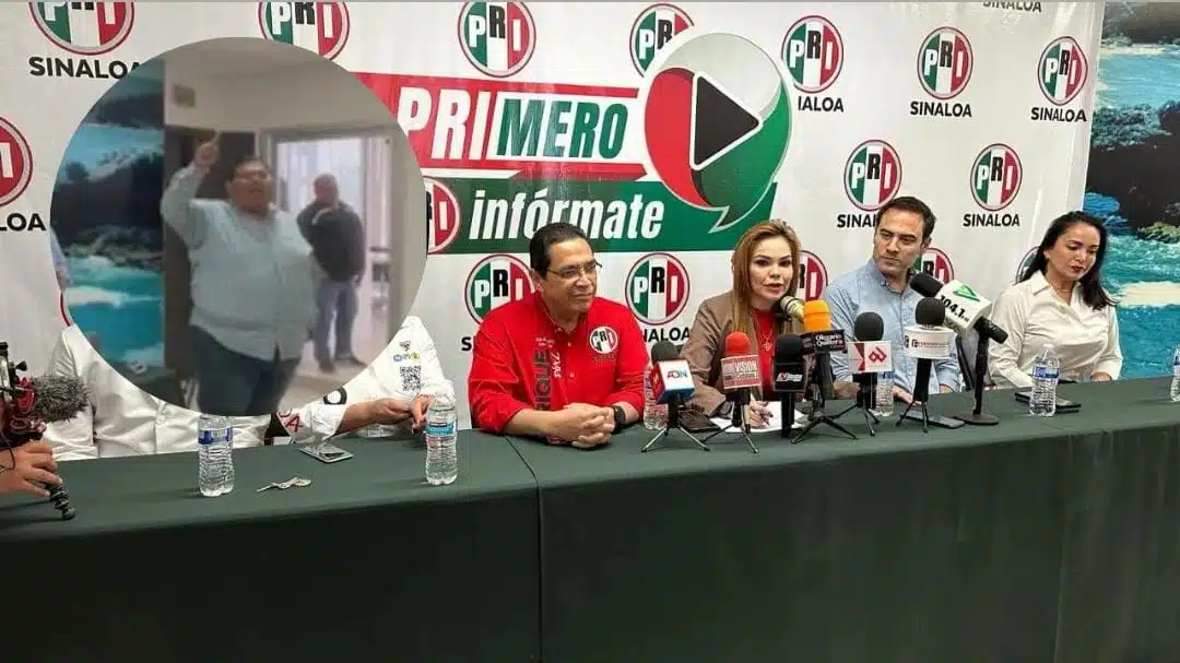 Rueda de prensa del partido PRI y en circulo Juan Manuel García