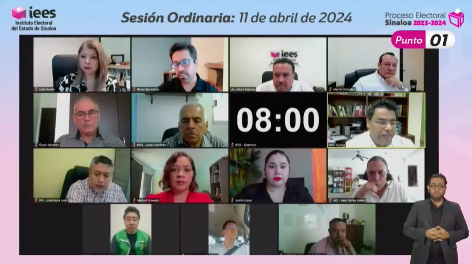 sesión ordinaria virtual del Consejo General del Instituto Electoral del Estado de Sinaloa (IEES)