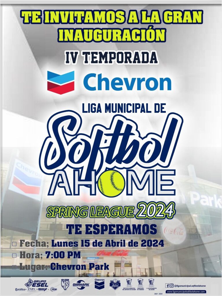 Invitación de la inauguración de la Liga Municipal de Softbol Ahome Spring League 2024