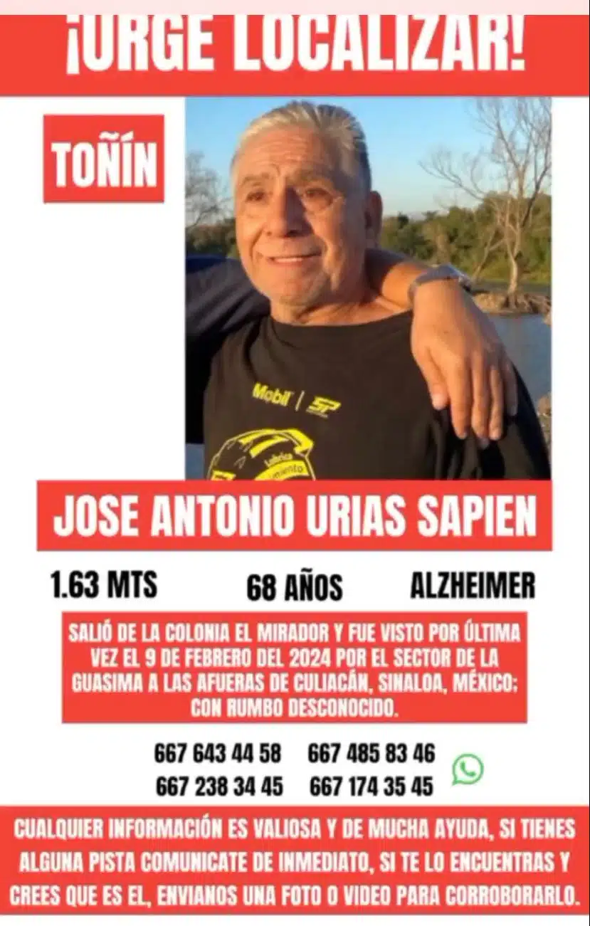 “Toñín” salió hace dos meses de su casa en El Mirador; padece de Alzheimer.