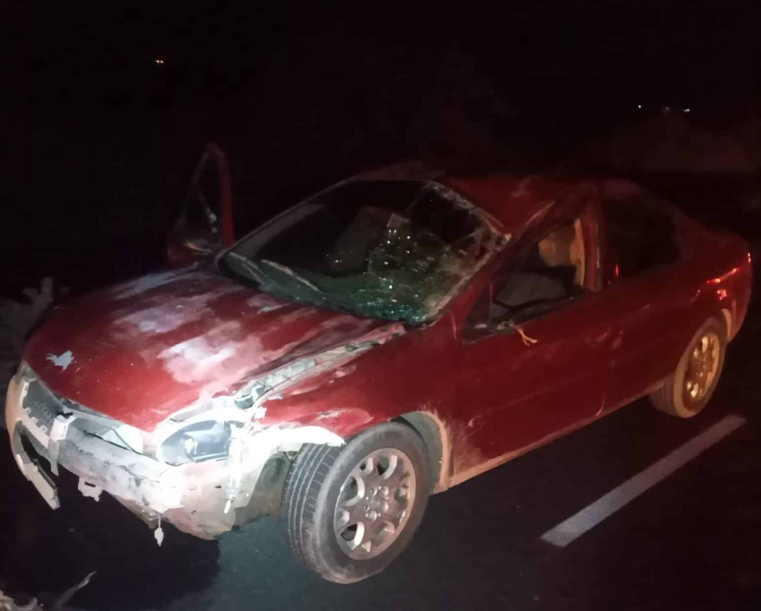 Carro chocado con caballo