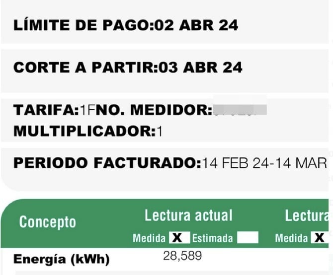 Recibo digital de CFE