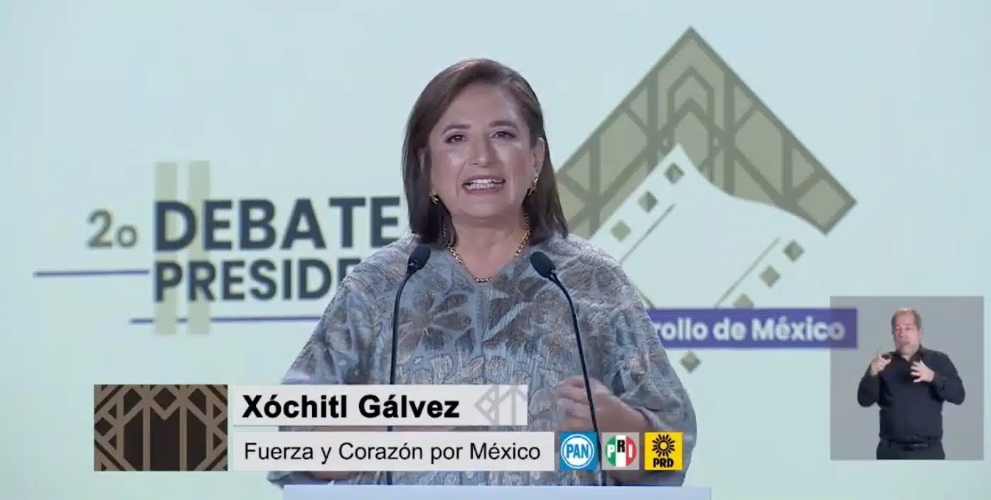 Xóchitl Gálvez, candidata de Fuerza y Corazón por México, en el segundo debate del INE