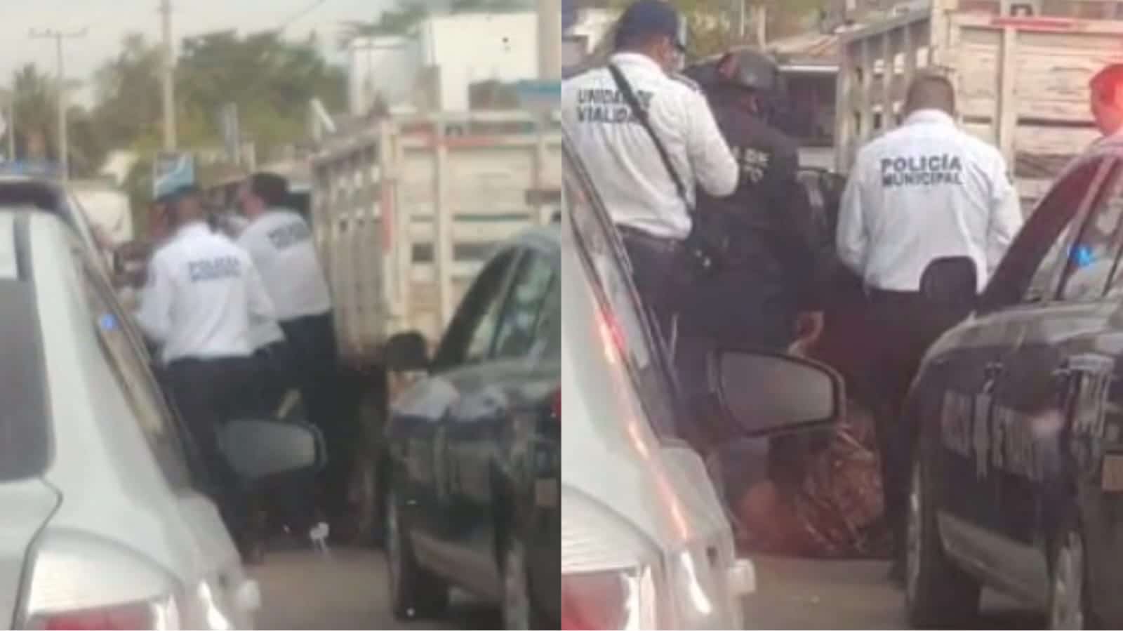 Imágenes de policía municipales golpeando a sujeto