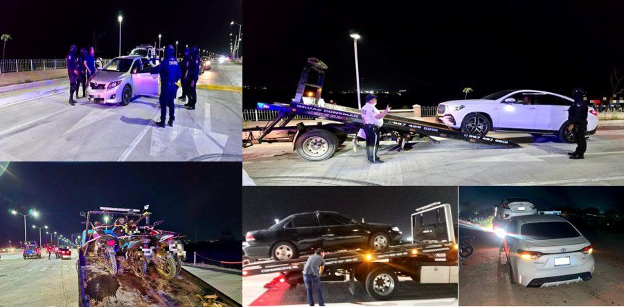 Autoridades aseguran un total de 13 vehículos y 6 motocicletas.