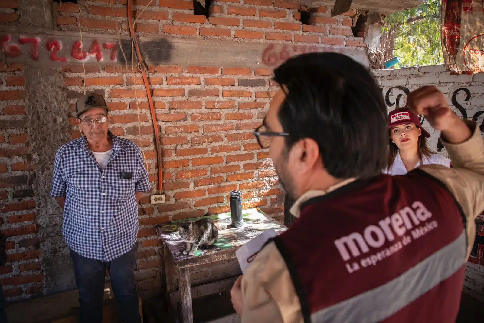 Juan de Dios Gámez Mendívil, candidato de Morena a la alcaldía de Culiacán, se presentó ante habitantes de la sindicatura de San Lorenzo./ Foto: Cortesía