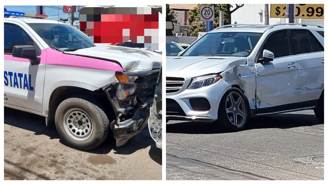 Patrulla de la PEP choca contra una camioneta en Culiacán