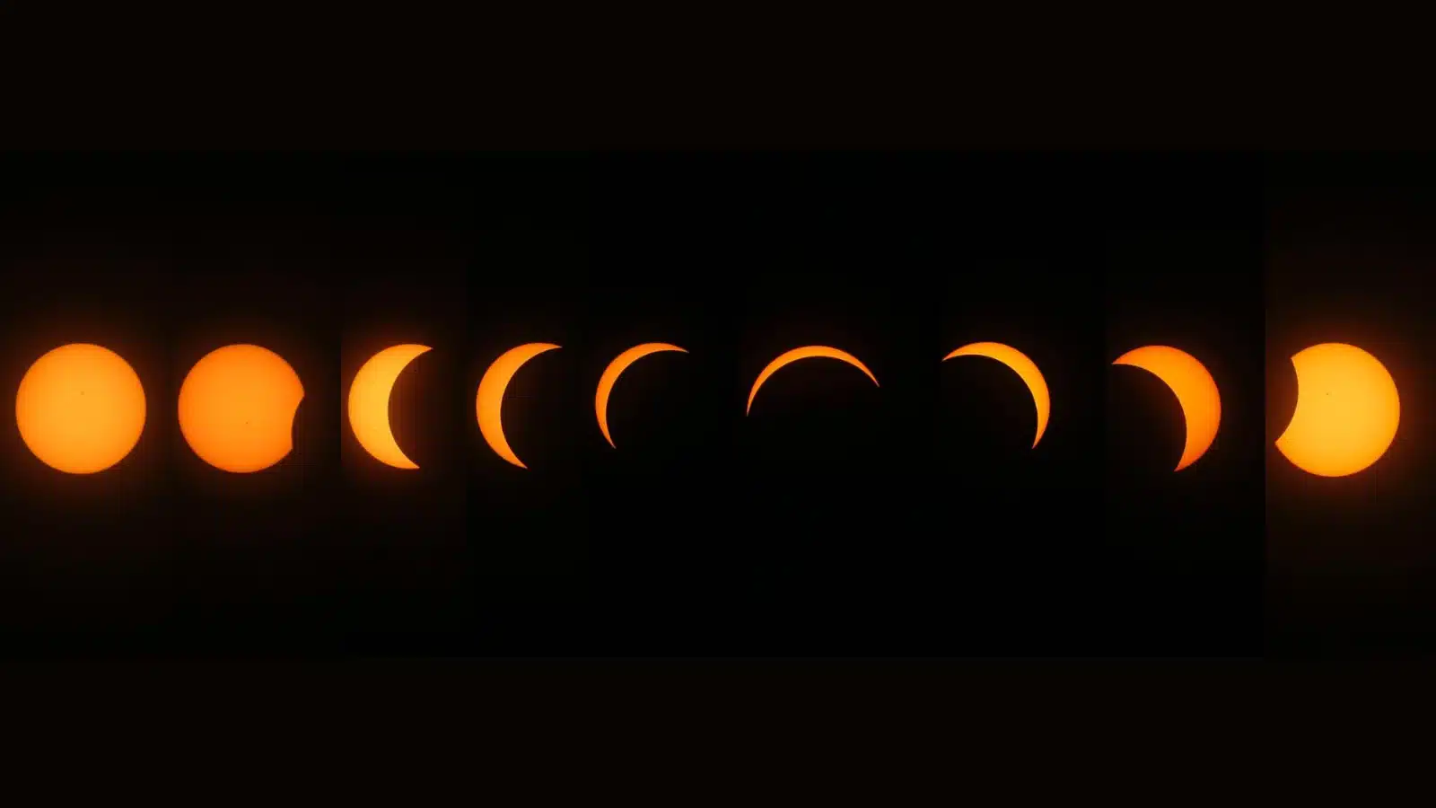 Así la secuencia del desarrollo del eclipse total de sol 2024