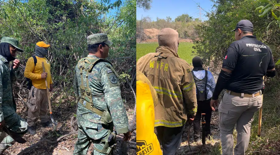 Ejercito Mexicano y Protección Civil intervienen para mitigar incendio en El Fuerte