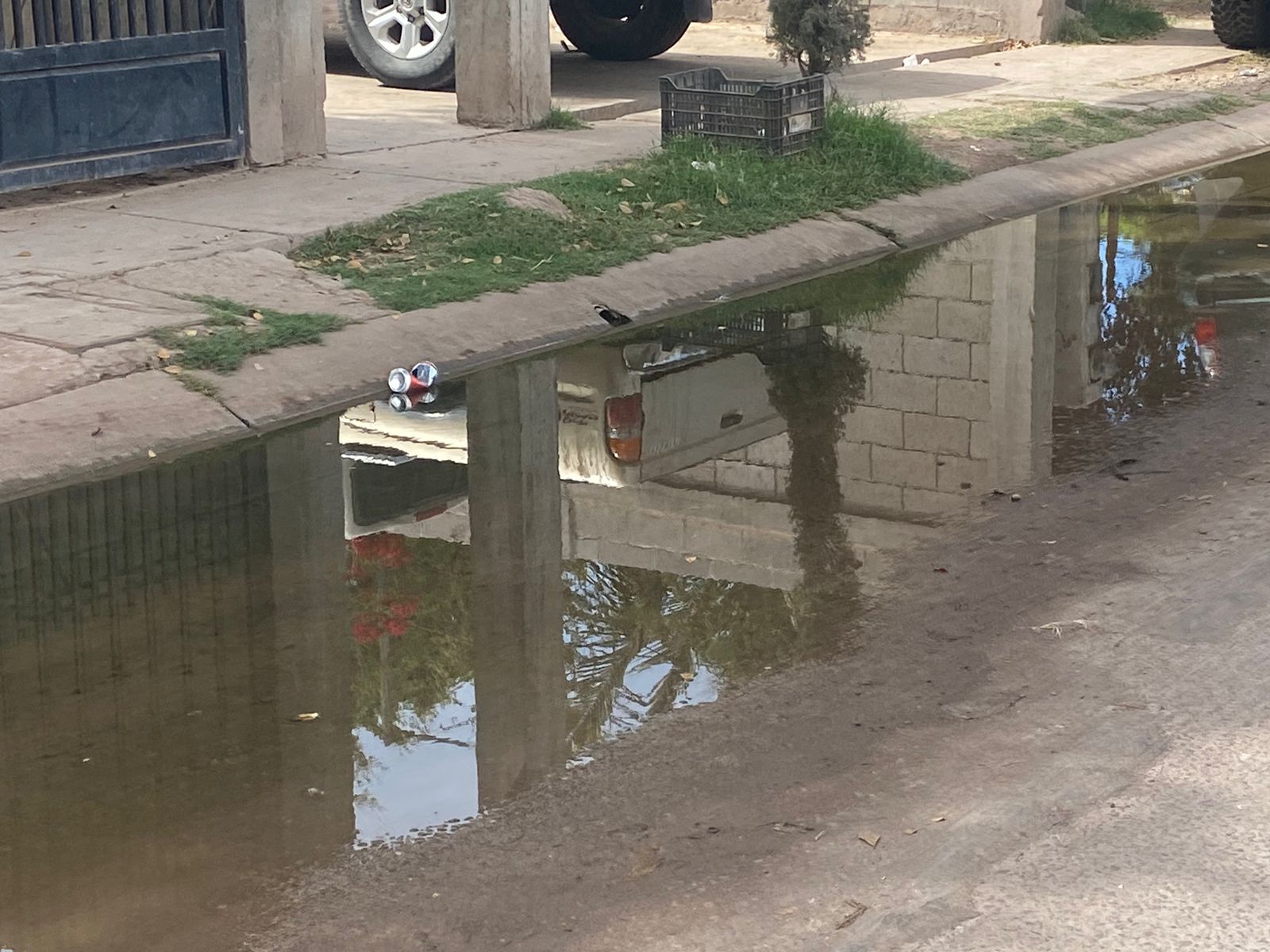 Aguas negras en Virreyes en Los Mochis