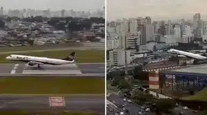 Avión casi choca contra edificios en Brasil