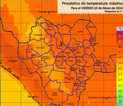 Mapa del clima en Durango
