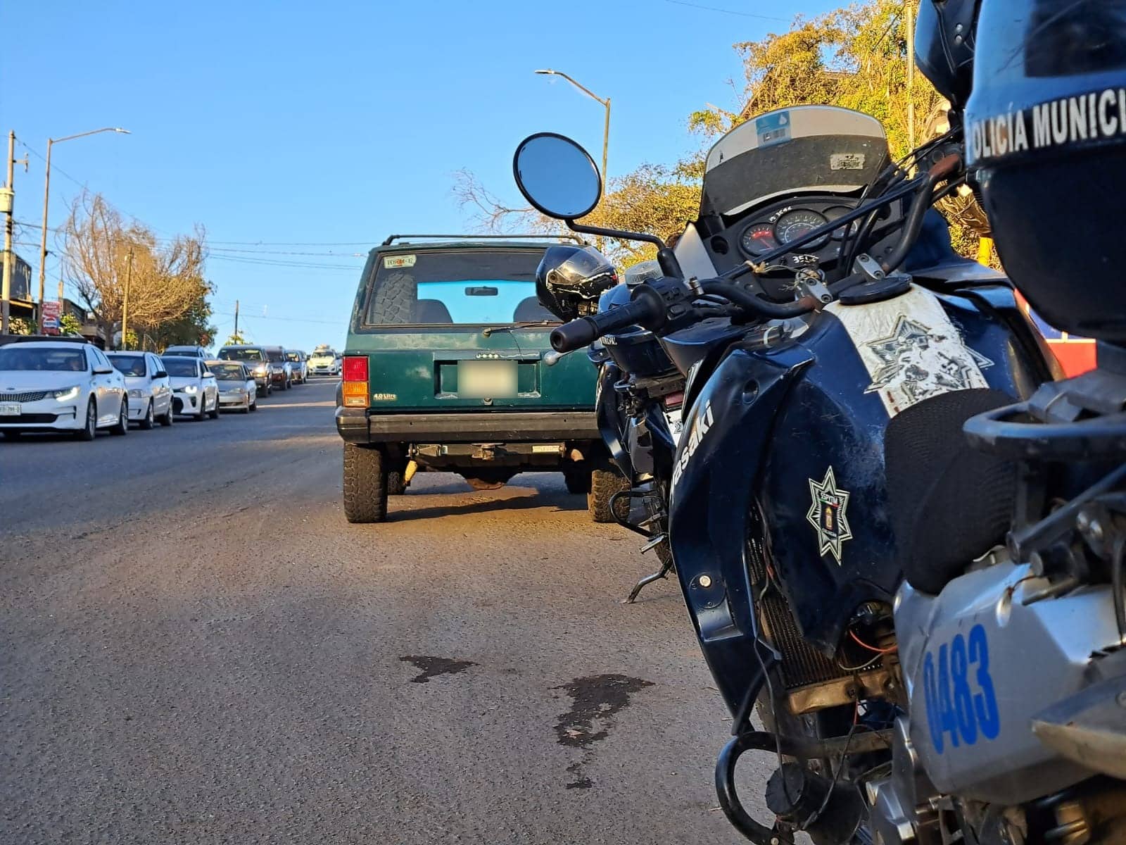 Unidad de la Policía Municipal en el lugar de los hechos