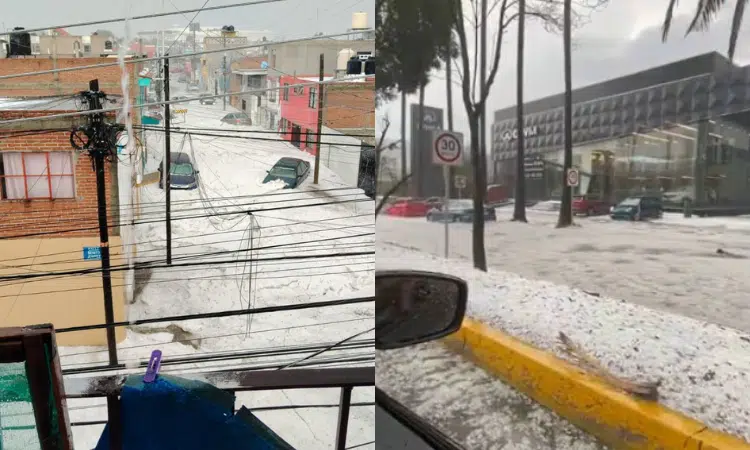 Lluvias y granizo sepultan calles y dejan imágenes impactantes en Puebla