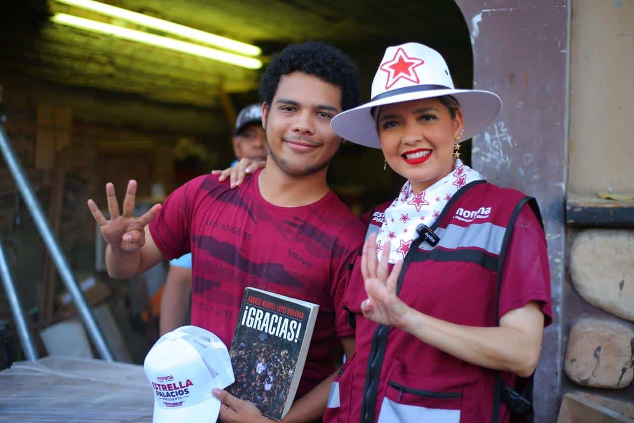 Estrella Palacios Domínguez, candidata de Morena y Partido Verde a la alcaldía de Mazatlán, durante su campaña