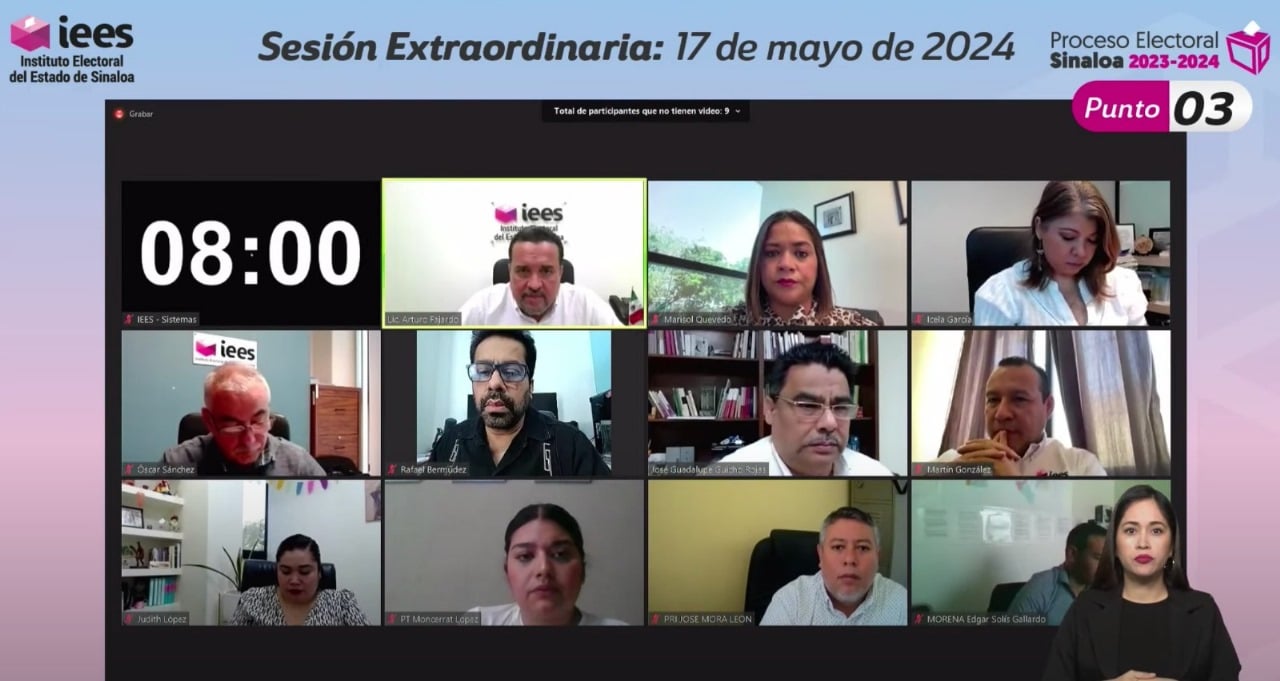 Sesión ordinaria virtual del Consejo General del Instituto Electoral del Estado de Sinaloa.