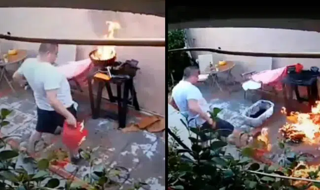 Hombre desata incendio mientras intenta encender un asador