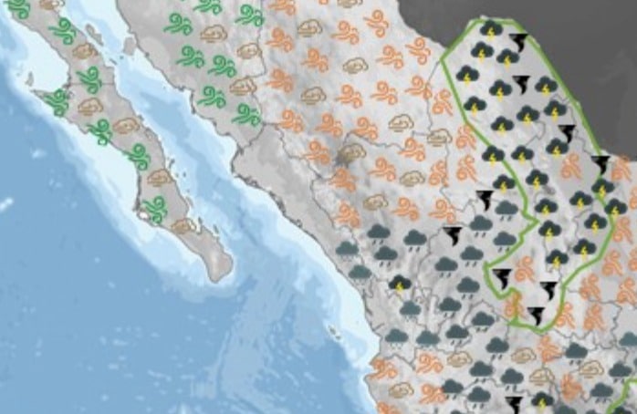 Mapa de México con pronostico del clima