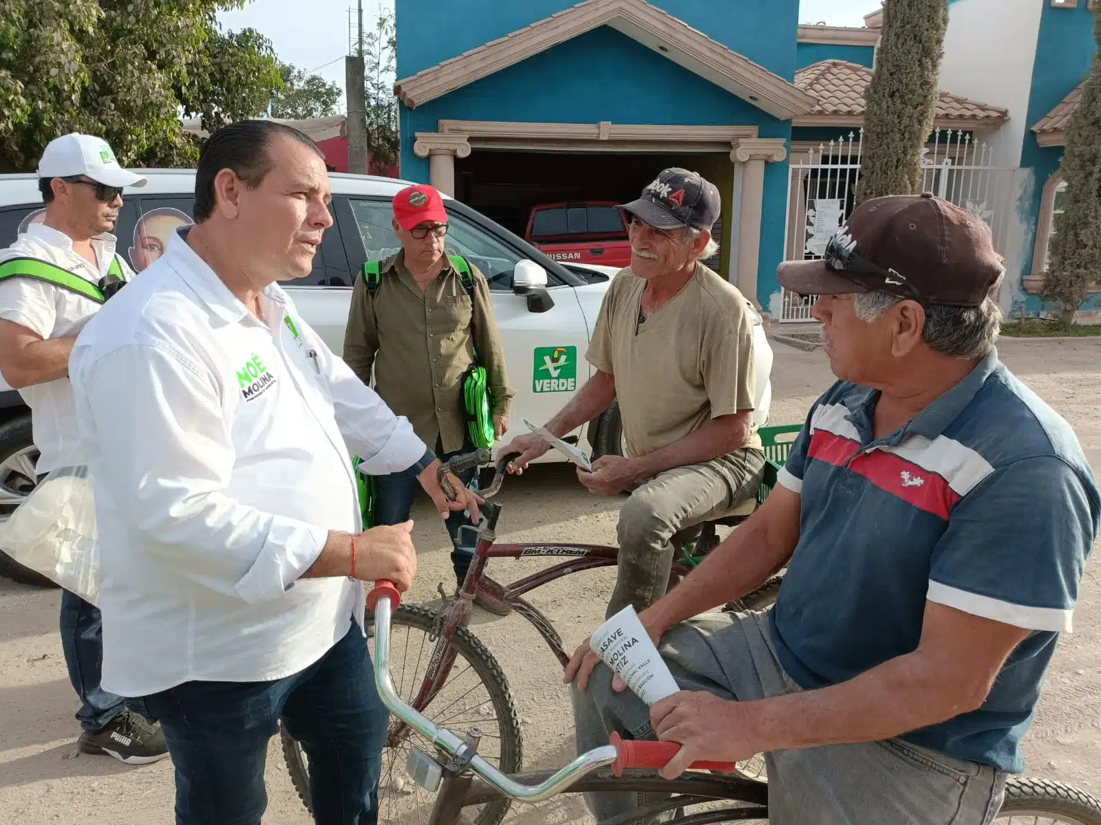 Noé Molina Ortiz, candidato del Partido Verde Ecologista de México por la alcaldía de Guasave, durante su campaña