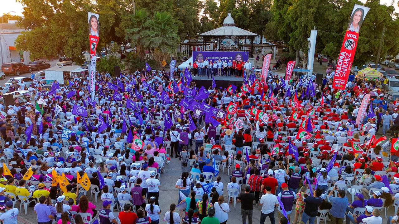 Paloma Sánchez, candidata al Senado de la República por la coalición Fuerza y Corazón por México y Sinaloa, en el cierre de campaña en Guasave