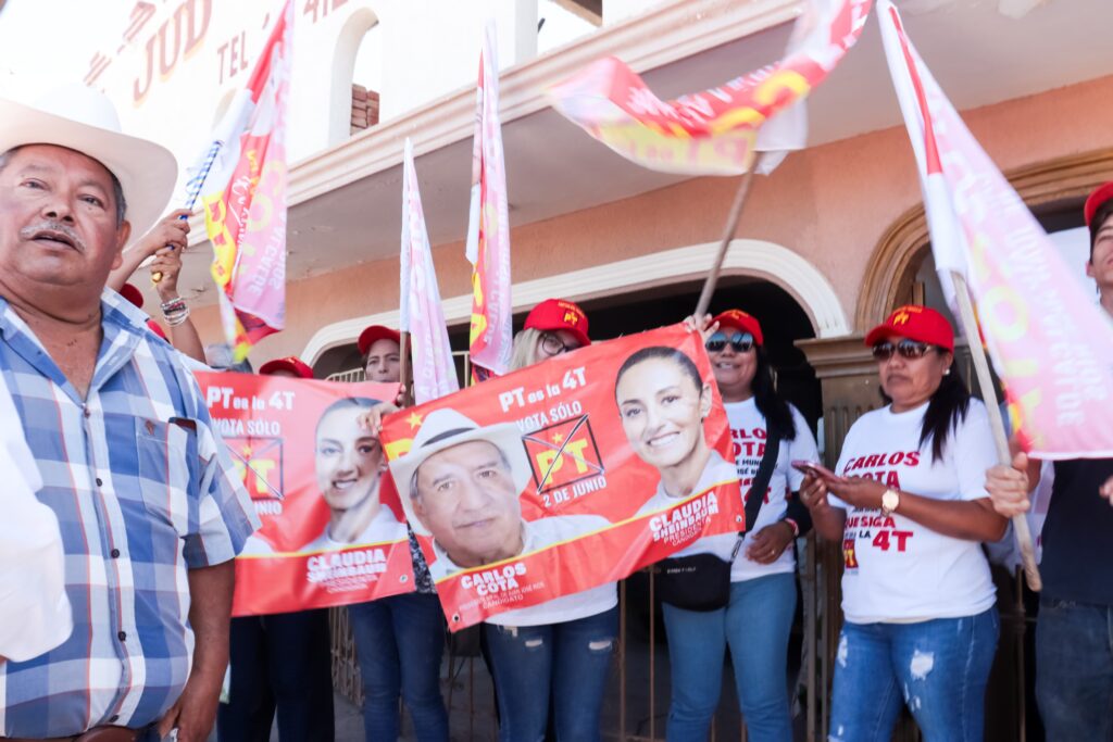 Porra del Partido del Trabajo camino al debate de candidatos a la alcaldía de Juan José Ríos por parte del IEES