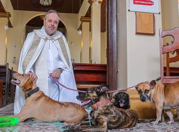 Se viraliza sacerdote que rescata perritos y los da en adopción a los feligreses