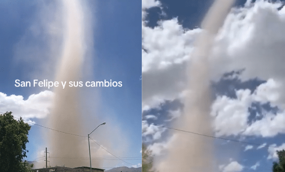 Torbellino sorprende a la población en Baja California
