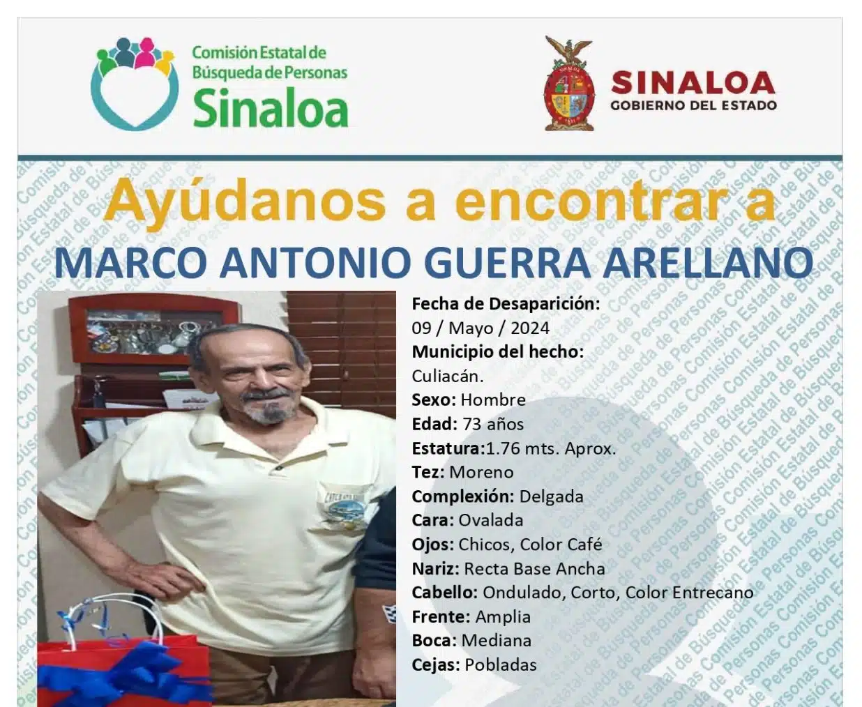 Marco Antonio Guerra Arellano desapareció el pasado 9 de mayo en Culiacán.