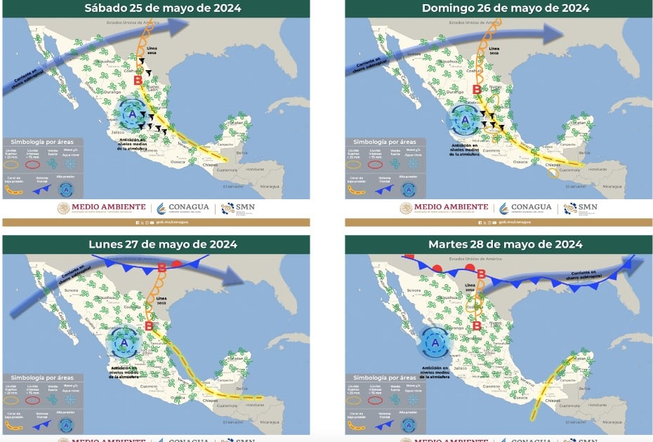 Aviso de pronóstico extendido a 96 horas para México.