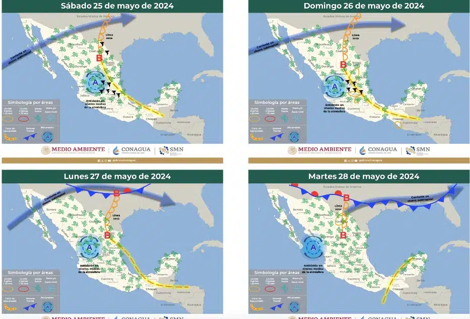 Aviso de pronóstico extendido a 96 horas para México.