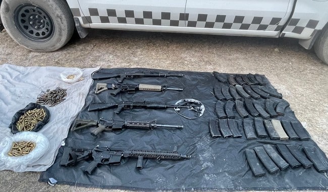 Armas decomisadas por la Guardia Nacional en Zacatecas