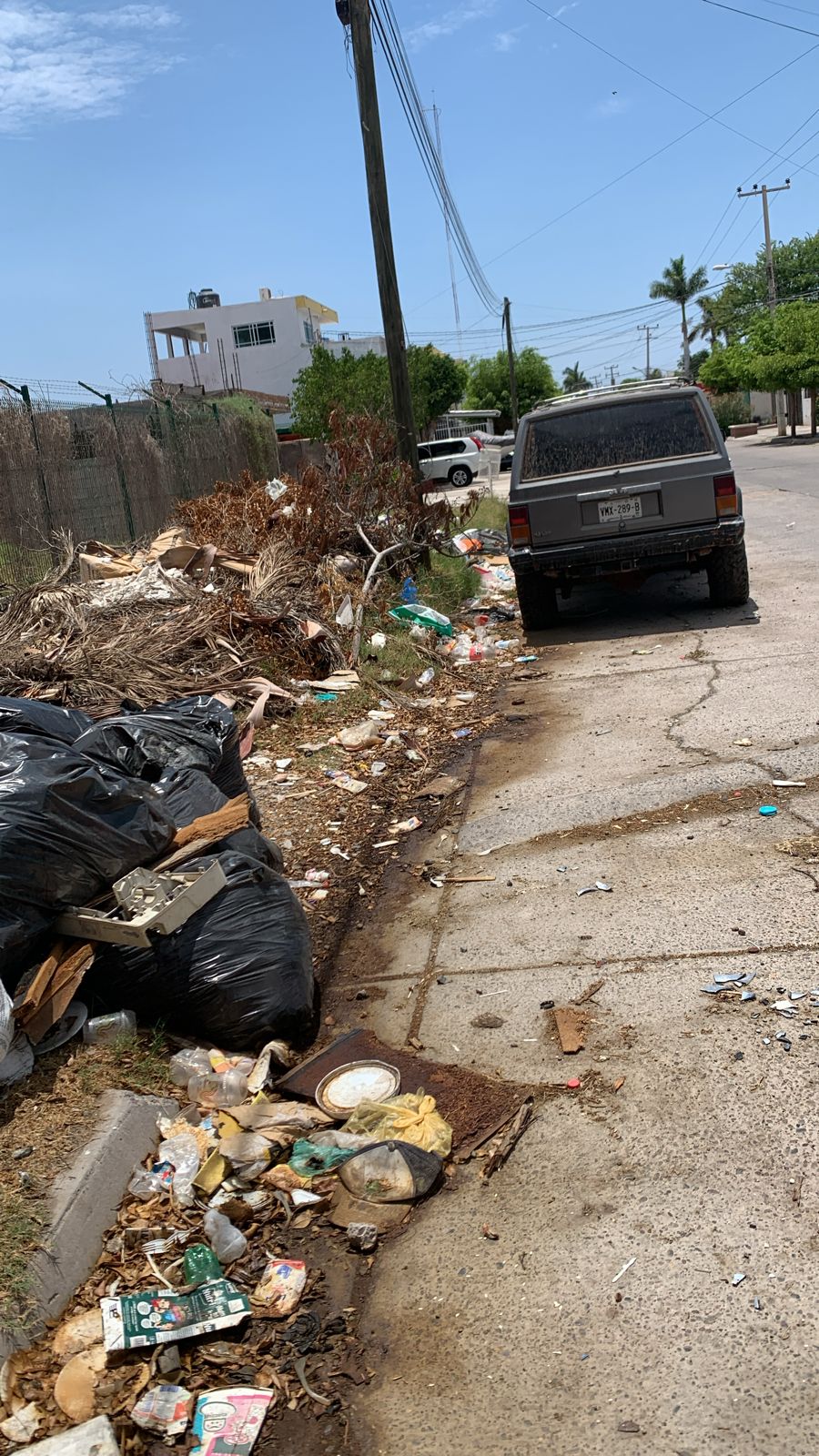 Basura en la calle de la primaria "Justo Sierra"