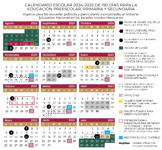 Calendario escolar 2024-2024 SEP