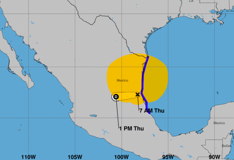 Así marcó el NHC la entrada de Alberto a tierra mexicana.