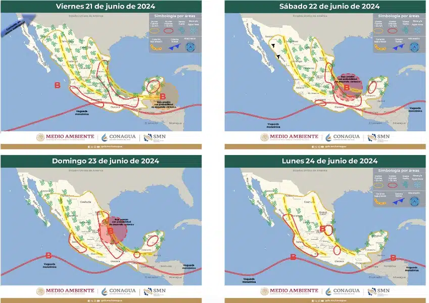 Pronóstico del clima extendido para Sinaloa del 21 al 24 de junio