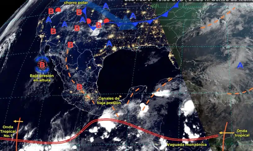 Mapa de sistemas meteorológicos para hoy 7 de junio en México. SMN