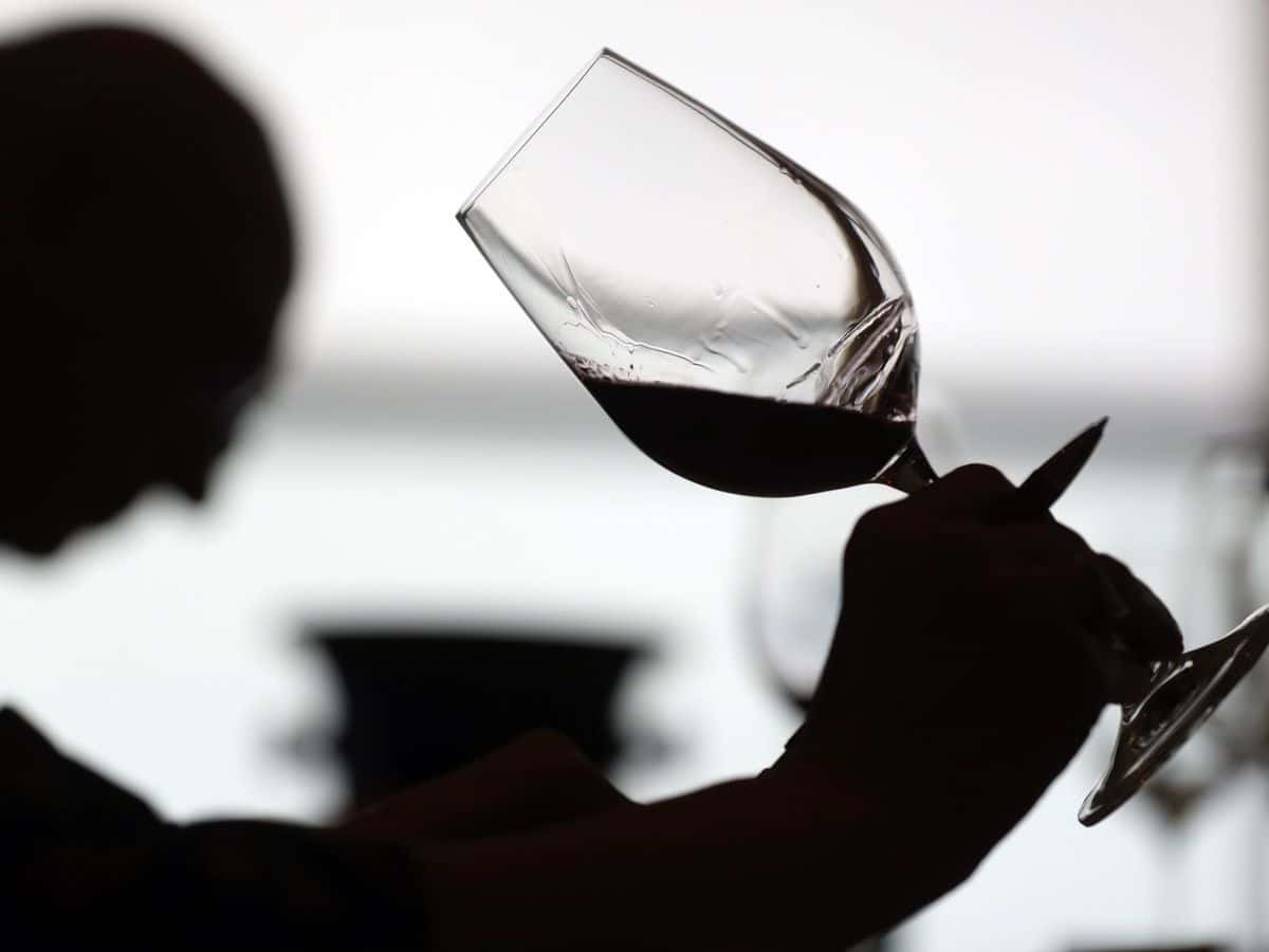 La mano de una persona sosteniendo una copa de alcohol