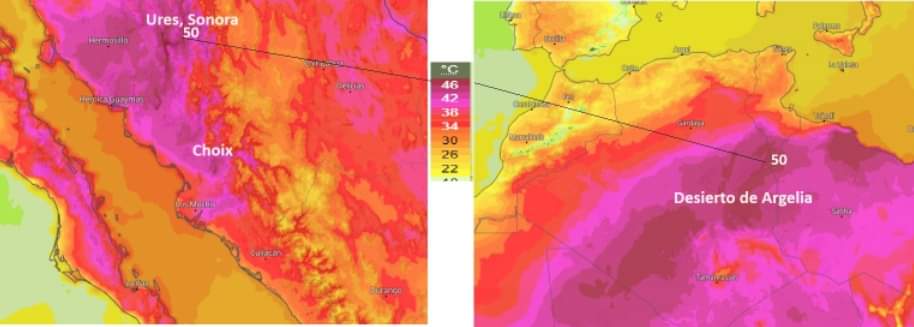 Comparación de temperaturas entre el Desierto de Argelia y Choix