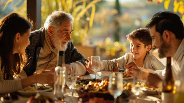Familia en restaurante