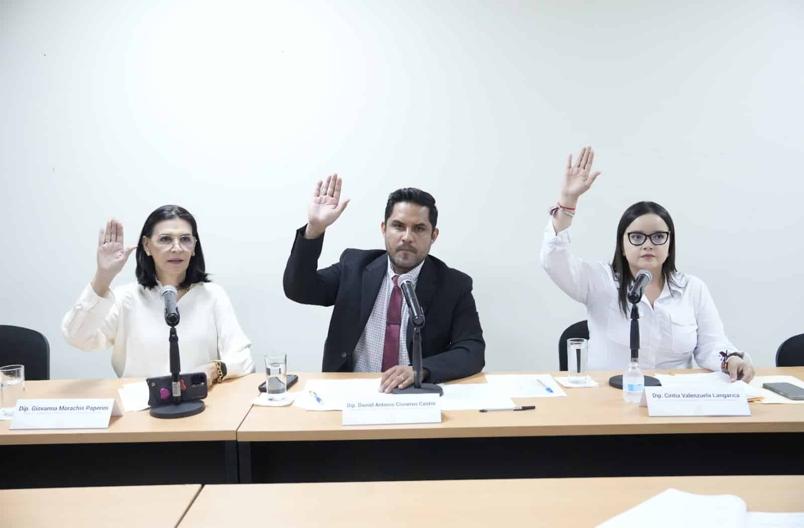 Diputados de la Comisión de Protocolo y Régimen Orgánico Interior: Daniel Antonio Cisneros Castro, Giovanna Morachis Paperini y Cinthia Valenzuela Langarica