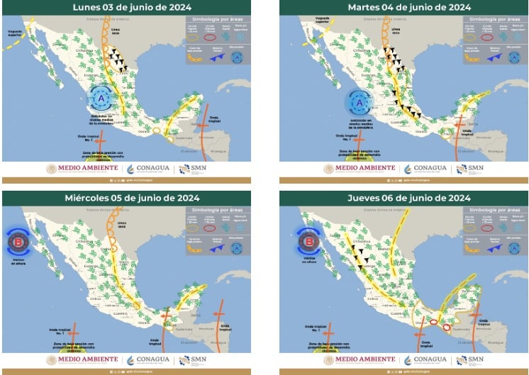 Mapas de pronóstico extendido del Servicio Meteorológico Nacional 03 jun 2024