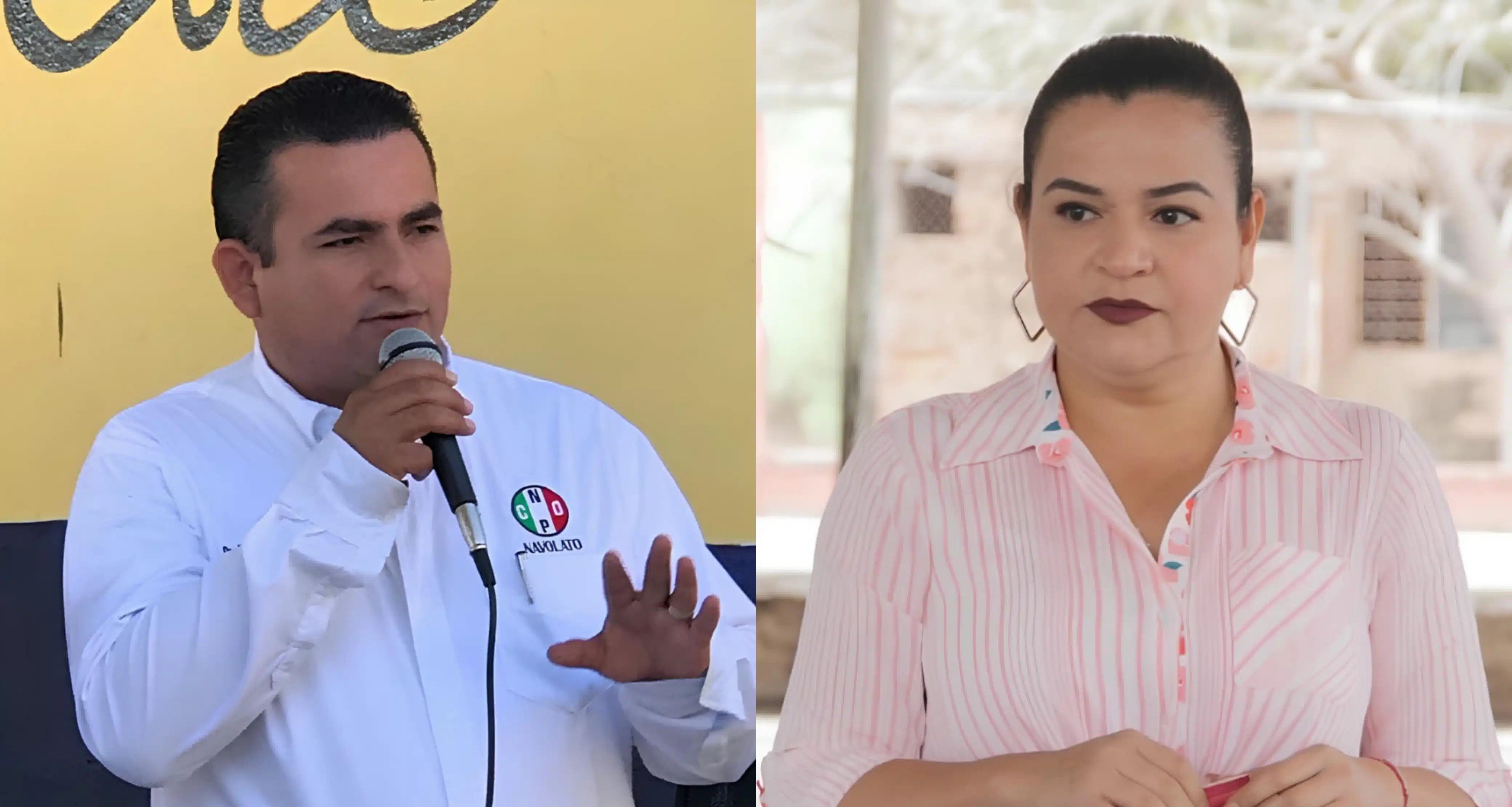 Excandidatos a la alcaldía de Navolato: Jorge Bojórquez, de Fuerza y Corazón por Sinaloa, y Margoth Urrea, de Morena