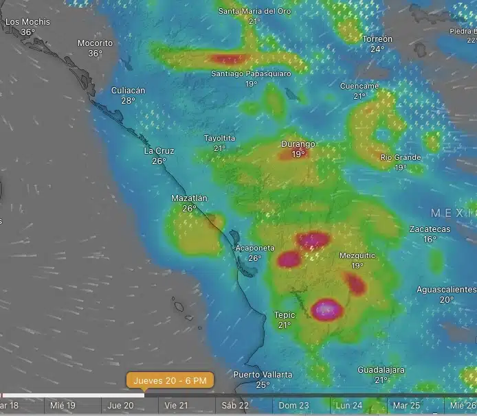 La probabilidad de lluvias para Sinaloa