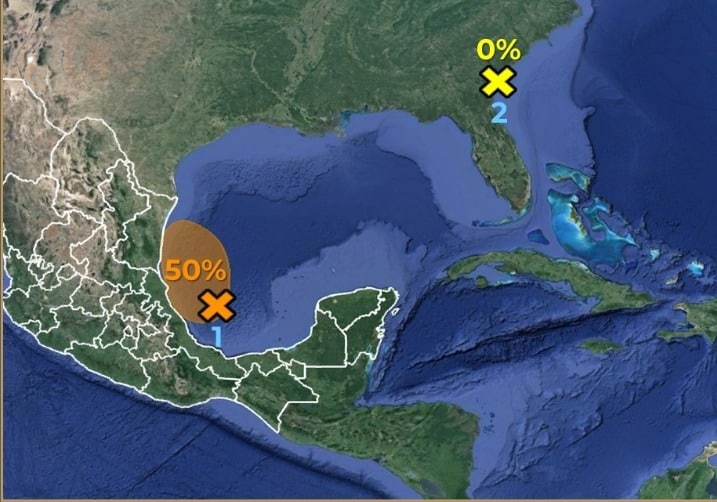 Porcentaje de evolución con probabilidad de ciclón en el océano Atlántico