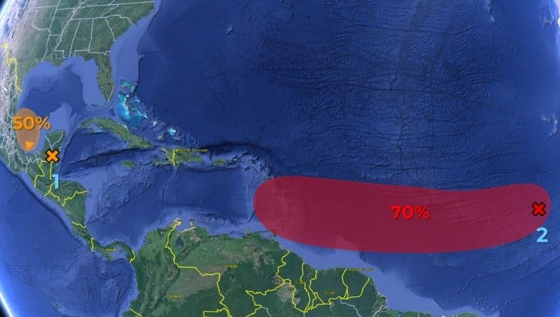 Probabilidades de tener dos ciclones al mismo tiempo en el Atlántico