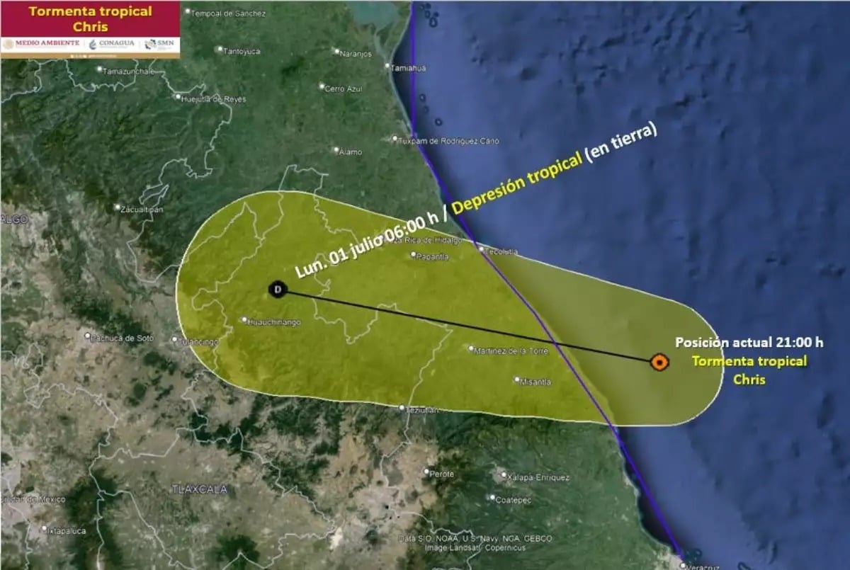 Tormenta tropical Chris toca tierra en Veracruz, domingo 30 de junio