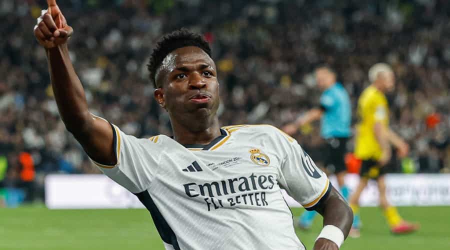 Vinicius Jr. celebra con el Real Madrid en la final de Champions League