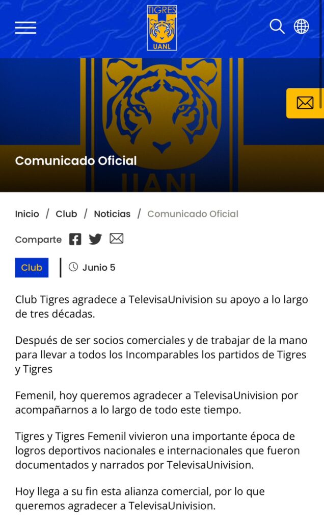 Comunicado Oficial de Tigres